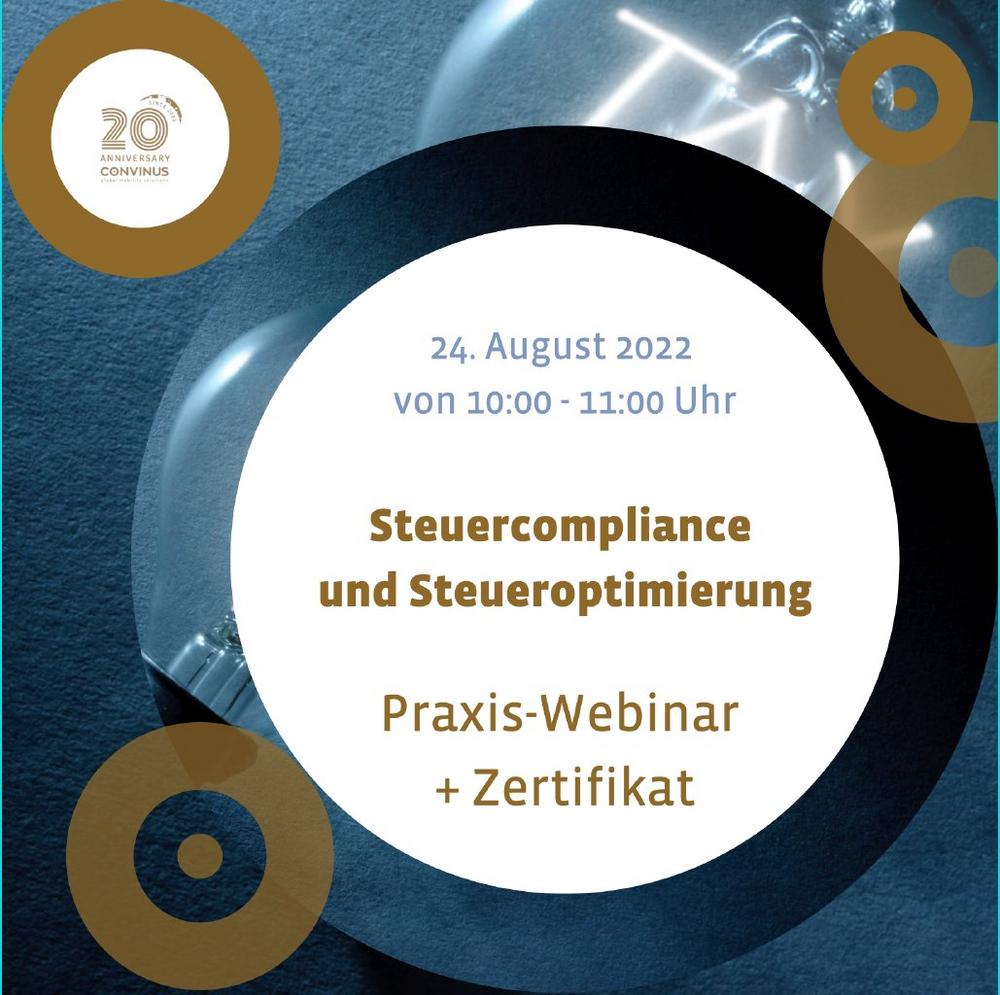 Steuercompliance und Steueroptimierung (Webinar | Online)