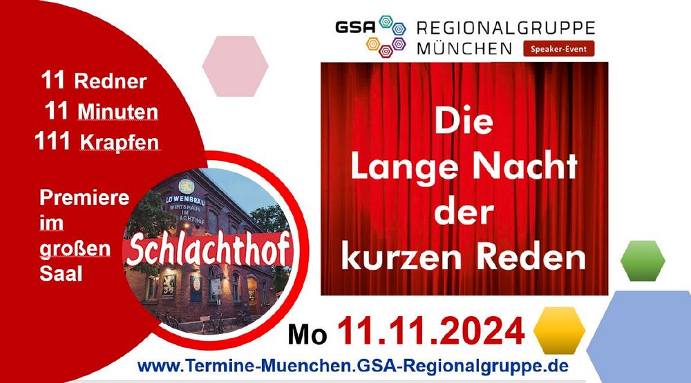 Die Lange Nacht der kurzen Reden – 11 Redner je 11 Minuten und 111 Krapfen (Workshop | München)