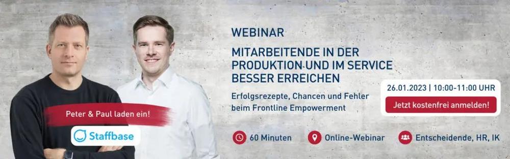 Live Webinar mit Staffbase: Mitarbeitende in Produktion und Service erreichen (Webinar | Online)