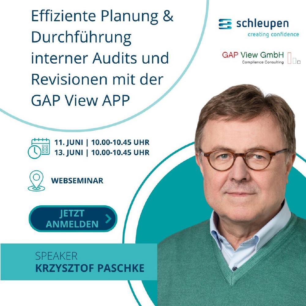 Planung und Durchführung interner Audits und Revisionen mit der GAP View APP (Webinar | Online)