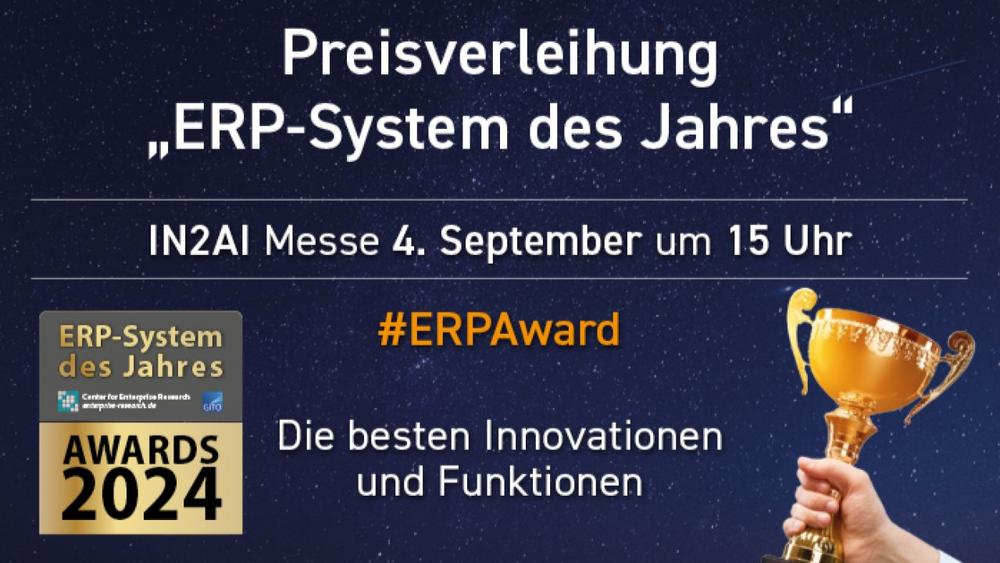 ERP-System des Jahres 2024 // Preisverleihung auf der IN2AI Dortmund (Messe | Online)