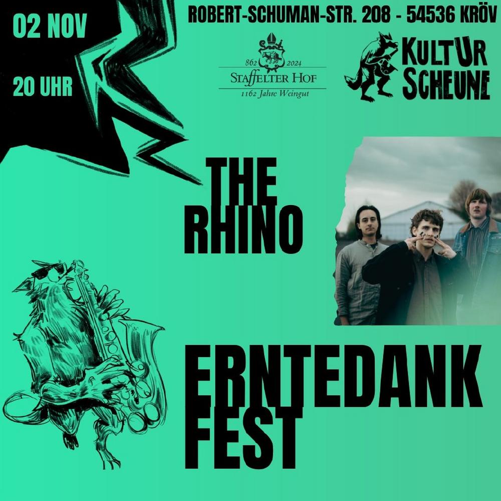 Rock das ErnteDankFest an der Mosel – The Rhino spielt in der KultUrScheune Kröv (Unterhaltung / Freizeit | Kröv)