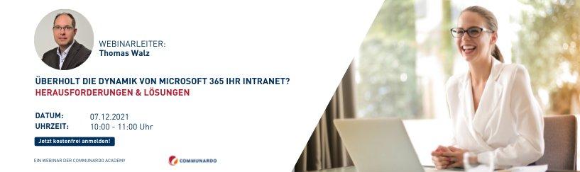 Live Webinar: Überholt die Dynamik von Microsoft 365 Ihr Intranet? (Webinar | Online)